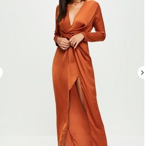 NEW maxi satin silk wrap dress